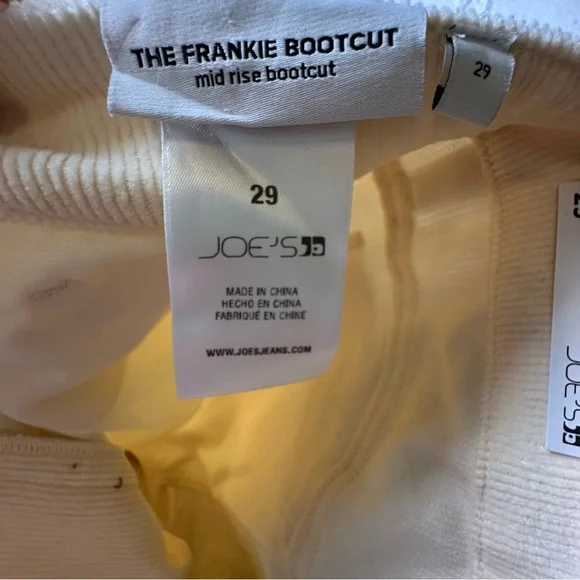 Joe’s Jeans The Frankie Bootcut Mid-Rise Courdroy Slit Hem Double Cream 29 NWT - Picture 7 of 13